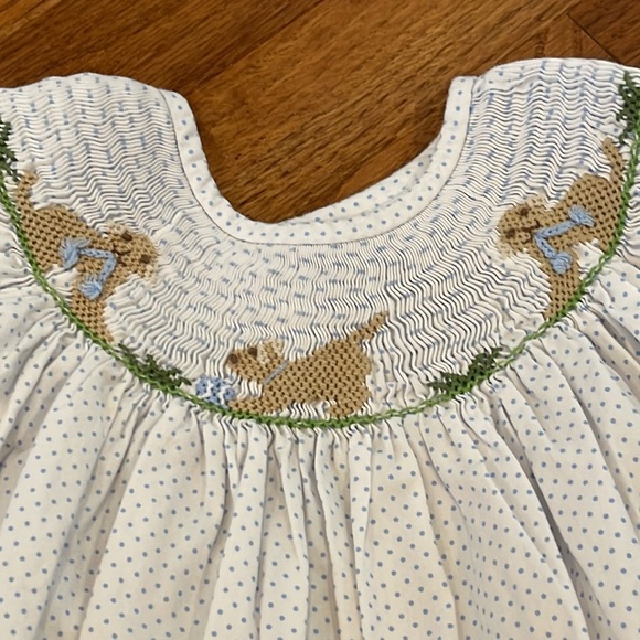 Smocked puppy dress - Picture 2 of 2